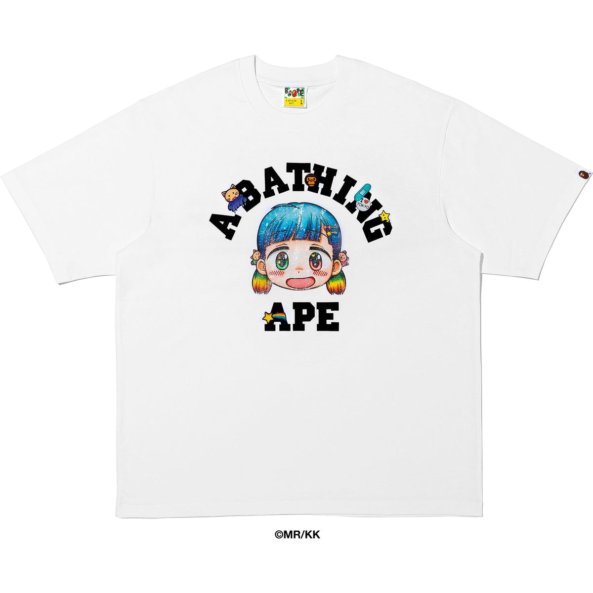 BAPE X MR. COLLEGE RELAXED FIT TEE MENS