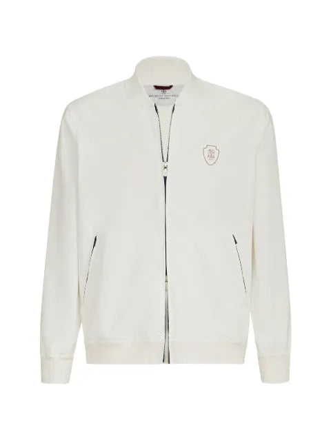 Brunello Cucinelli logo-patch zip-up jacket