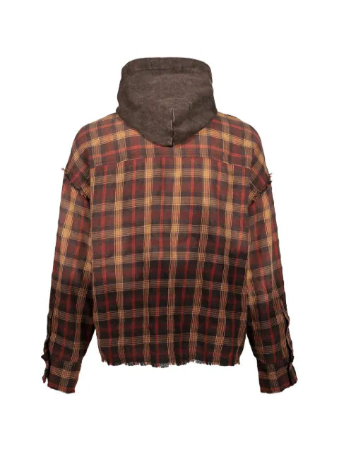 WIZZARD check-pattern hooded shirt jacket