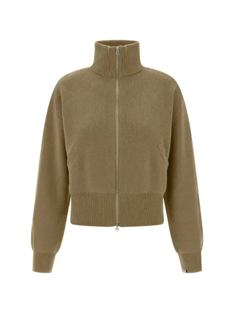 extreme cashmere zip-up ribbed-trim cardigan