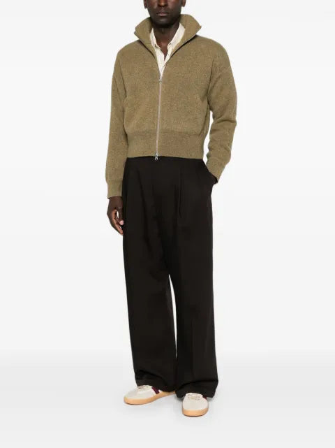 extreme cashmere zip-up ribbed-trim cardigan