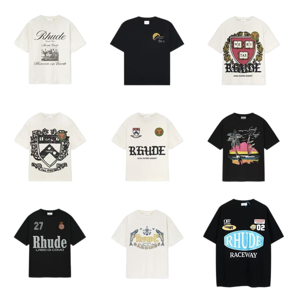 Rhude Vintage Sunset Coconut Tree Graphic Oversized Tee Streetwear