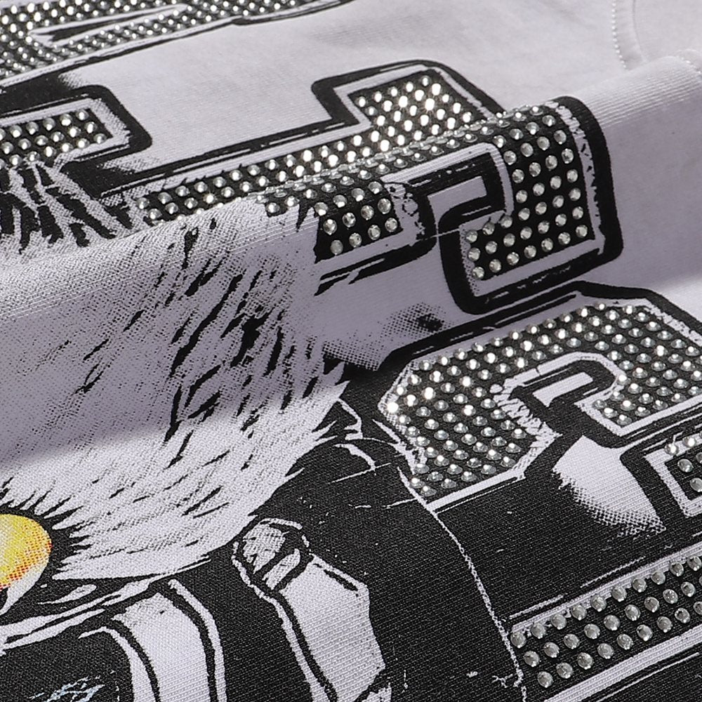 MAJESTIK Eagle Football Rhinestone Graphic T-Shirt