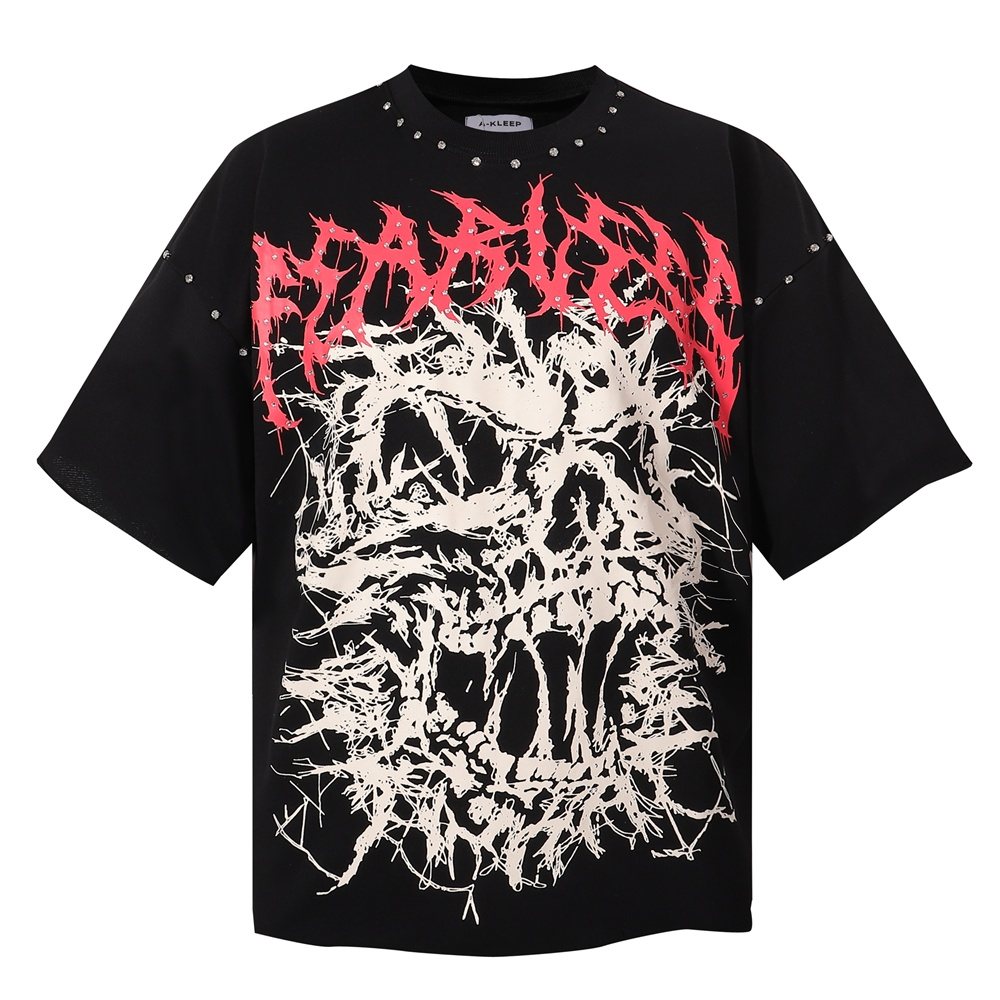 KLEEP 2004 Rhinestone Graphic Short-Sleeve T-Shirt