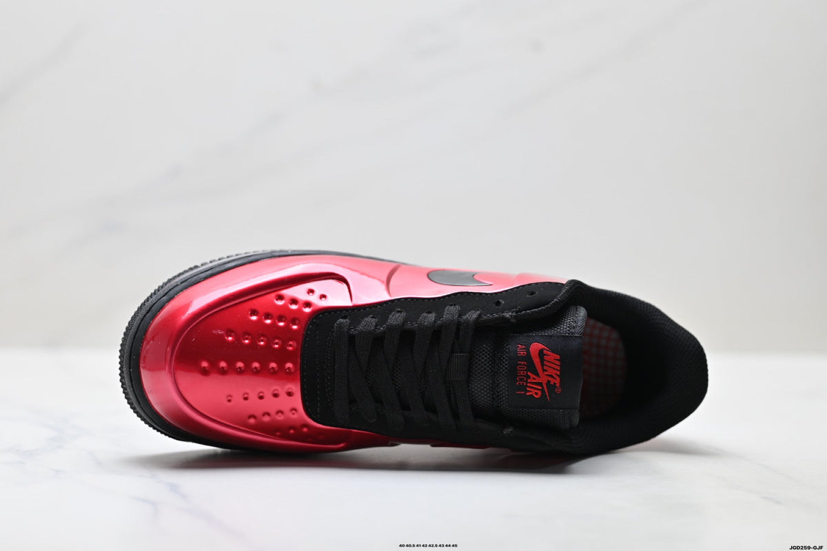 Nike Air Force 1 Low Red Black Unisex Sneakers Style 03