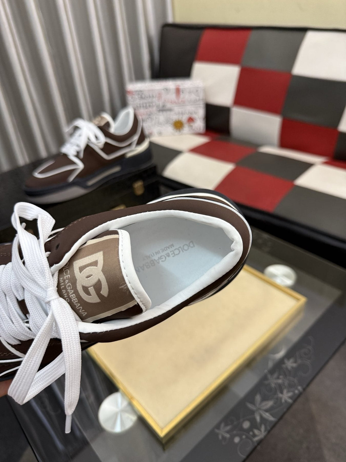 Dolce & Gabbana Brown Piped Low-Top Sneakers