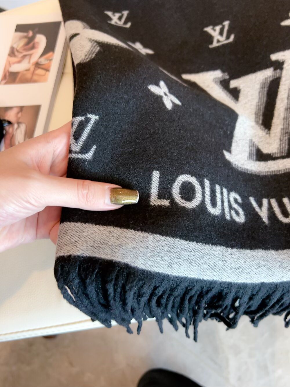 Louis Vuitton Black & Gray Logo Scarf