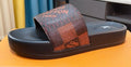 Louis Vuitton Men's Brown Checked Slide Sandals