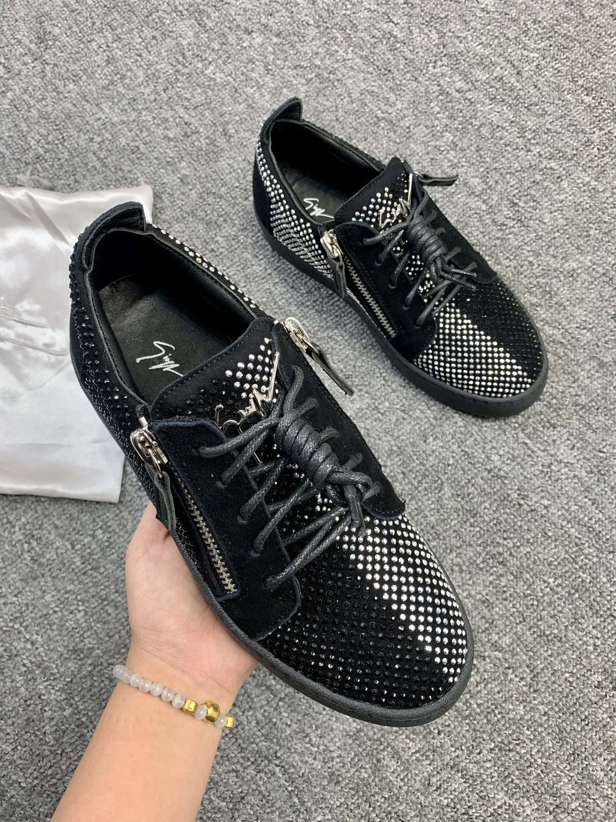 Giuseppe Zanotti Black Studded Low-Top Sneakers