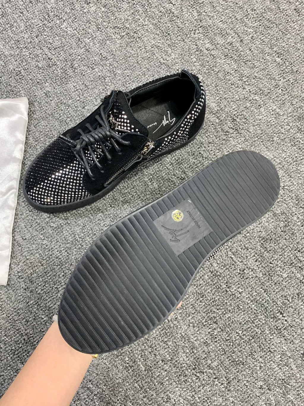 Giuseppe Zanotti Black Studded Low-Top Sneakers