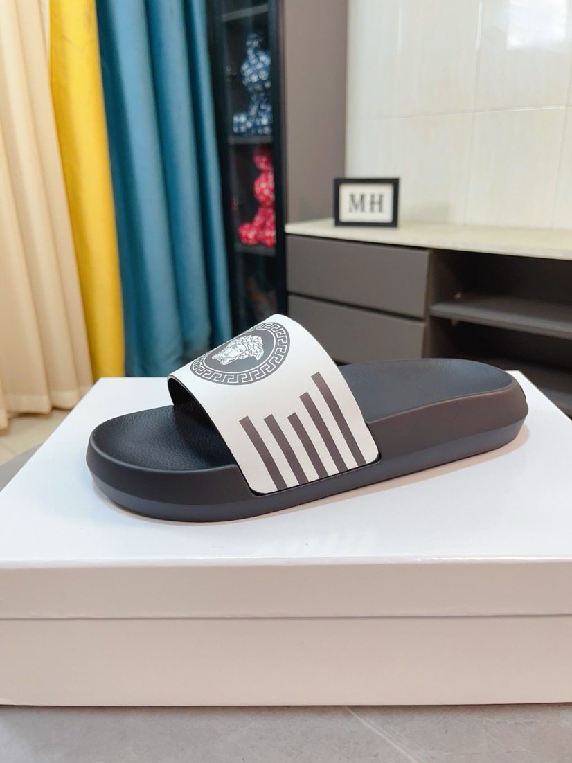 Versace Striped Slide Sandals