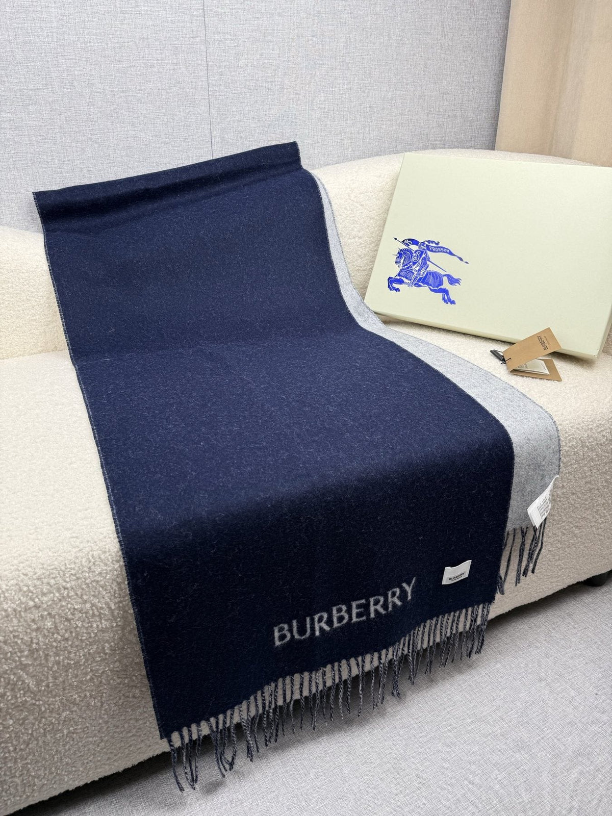 Burberry Reversible Fringed Equestrian Scarf