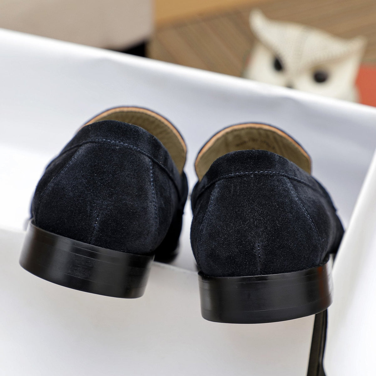 Loro Piana Black Apron-Toe Loafers
